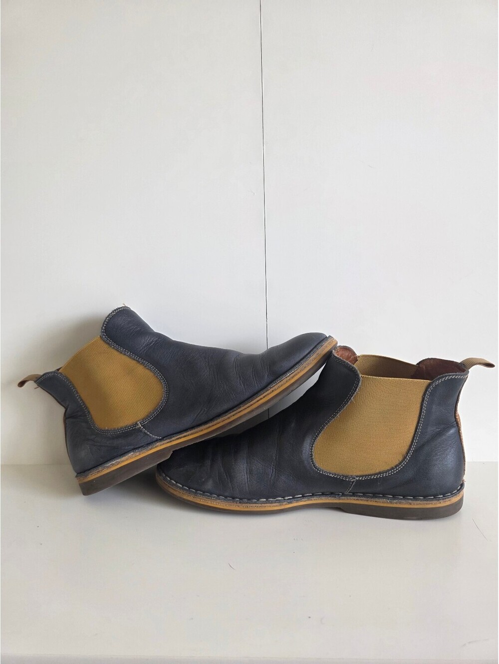 Pikolinos Black Leather Chelsea Boots with Brown Elastic Side Panels